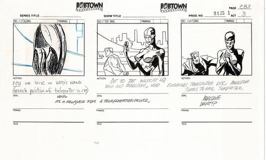Jim Lee Wildc.a.t.s. Wildcats Lot of 3 Production Animation Storyboard Nelvana 1994-5 F3-78