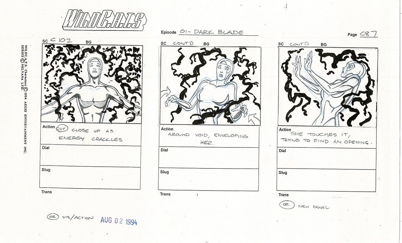 Jim Lee Wildc.a.t.s. Wildcats Lot of 3 Production Animation Storyboard Nelvana 1994-5 F3-81