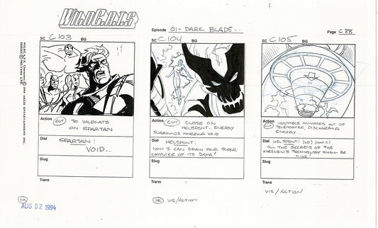 Jim Lee Wildc.a.t.s. Wildcats Lot of 3 Production Animation Storyboard Nelvana 1994-5 F3-84