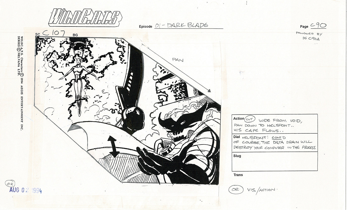 Jim Lee Wildc.a.t.s. Wildcats Lot of 3 Production Animation Storyboard Nelvana 1994-5 F3-84