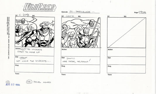 Jim Lee Wildc.a.t.s. Wildcats Lot of 3 Production Animation Storyboard Nelvana 1994-5 F3-87