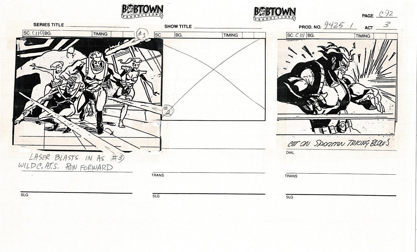 Jim Lee Wildc.a.t.s. Wildcats Lot of 3 Production Animation Storyboard Nelvana 1994-5 F3-87