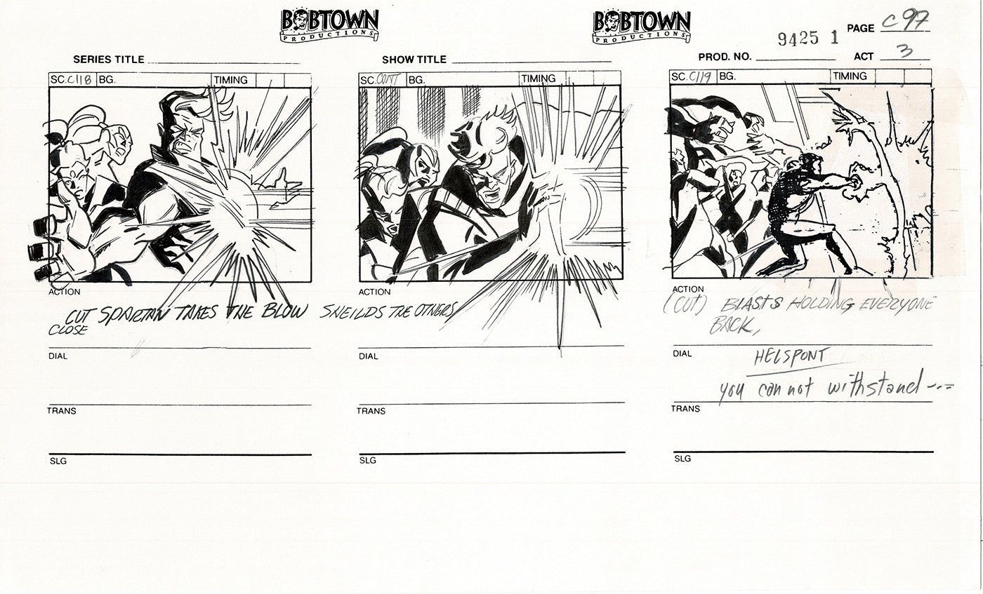 Jim Lee Wildc.a.t.s. Wildcats Lot of 3 Production Animation Storyboard Nelvana 1994-5 F3-96
