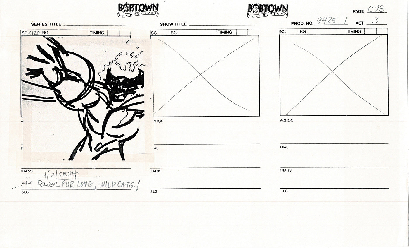 Jim Lee Wildc.a.t.s. Wildcats Lot of 3 Production Animation Storyboard Nelvana 1994-5 F3-96