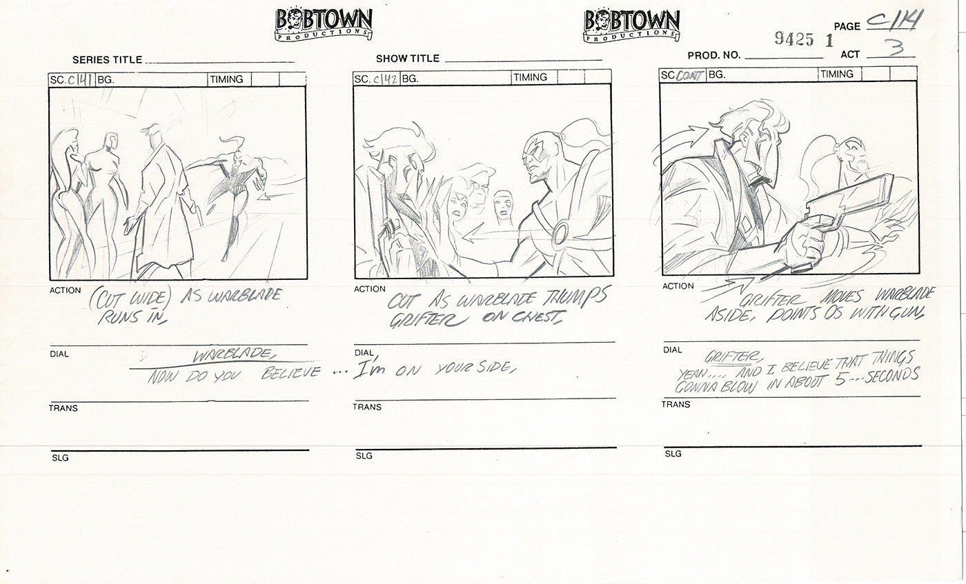 Jim Lee Wildc.a.t.s. Wildcats Lot of 3 Production Animation Storyboard Nelvana 1994-5 F3-105