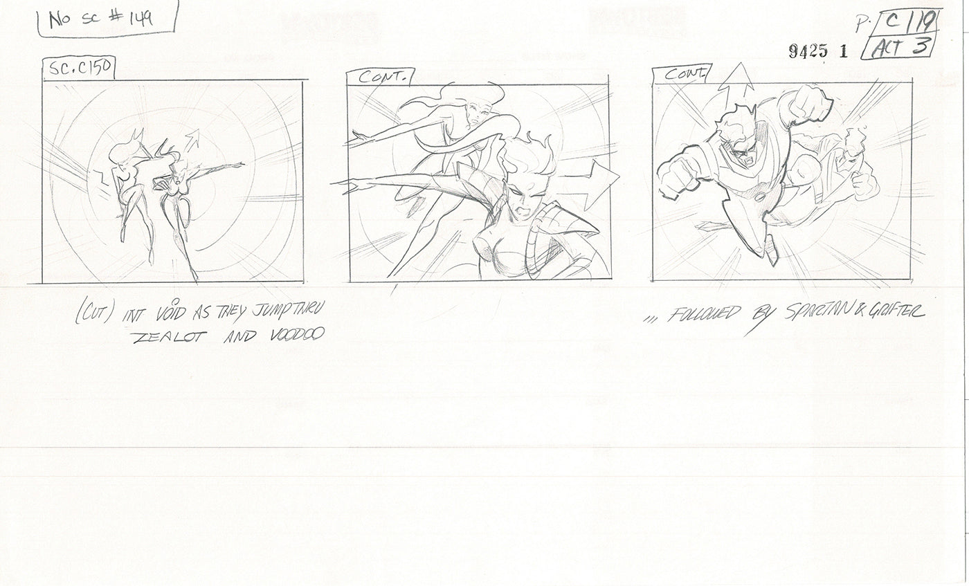 Jim Lee Wildc.a.t.s. Wildcats Lot of 3 Production Animation Storyboard Nelvana 1994-5 F3-111