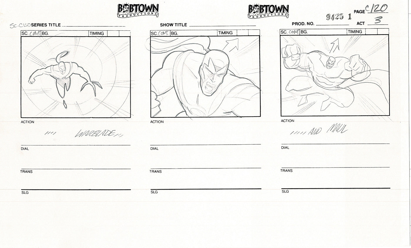 Jim Lee Wildc.a.t.s. Wildcats Lot of 3 Production Animation Storyboard Nelvana 1994-5 F3-111