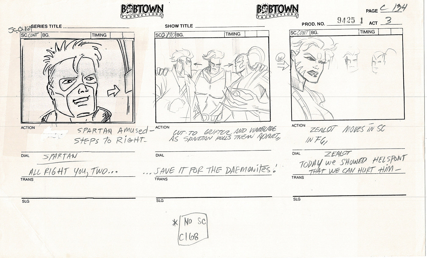 Jim Lee Wildc.a.t.s. Wildcats Lot of 3 Production Animation Storyboard Nelvana 1994-5 F3-126