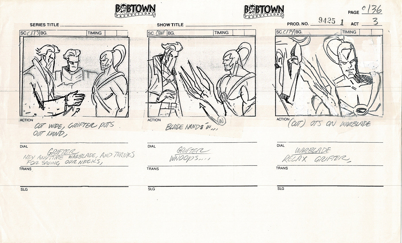 Jim Lee Wildc.a.t.s. Wildcats Lot of 3 Production Animation Storyboard Nelvana 1994-5 F3-129