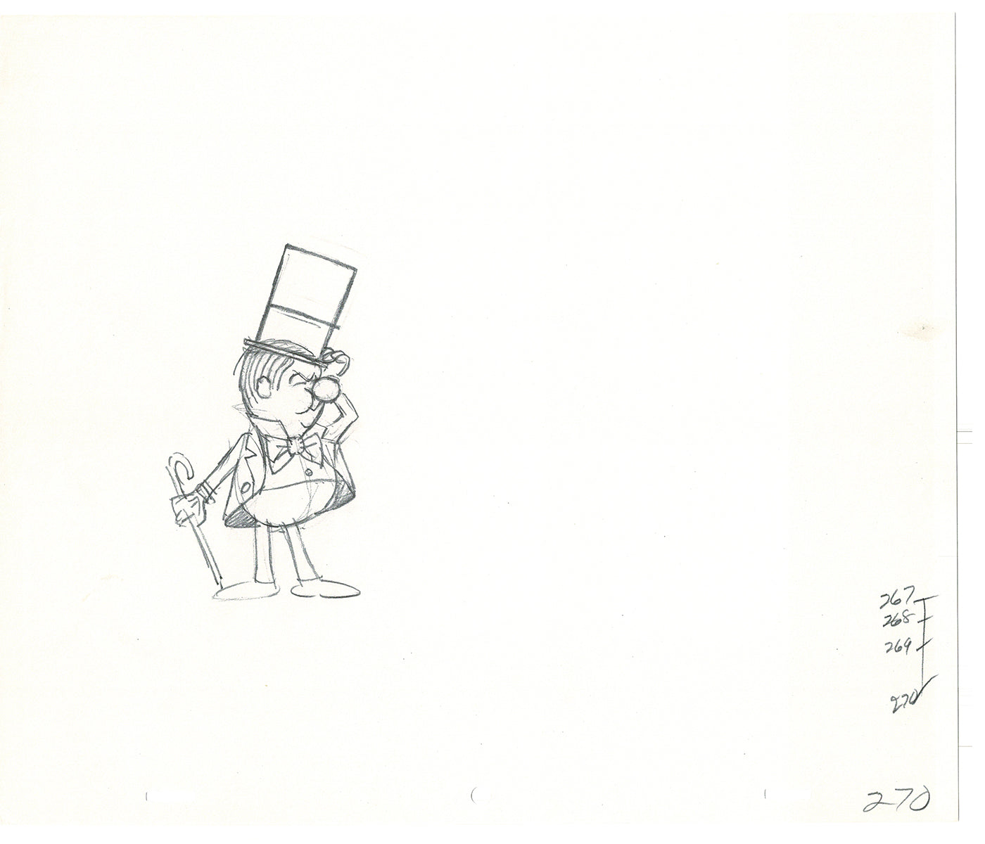 WC Fields Jay Ward Original Production Animation Cel Drawings (2) 1970's AP-005