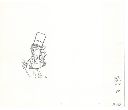 WC Fields Jay Ward Original Production Animation Cel Drawings (2) 1970's AP-005