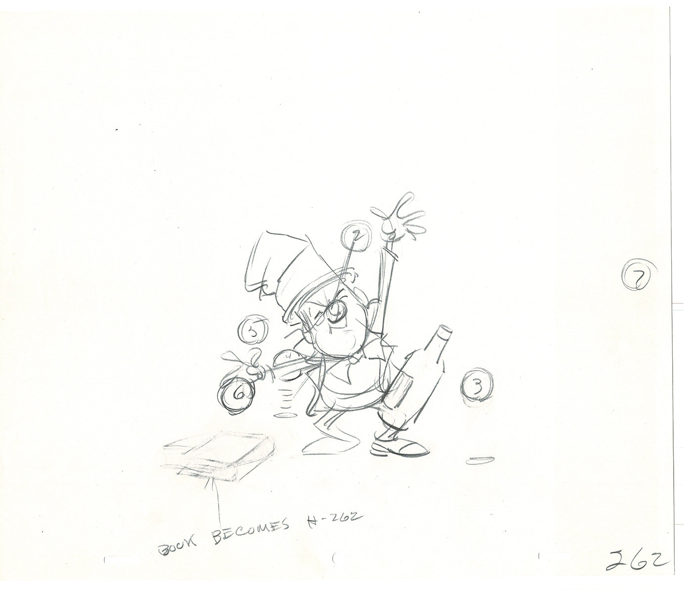 WC Fields Jay Ward Original Production Animation Cel Drawings (2) 1970's AP-011
