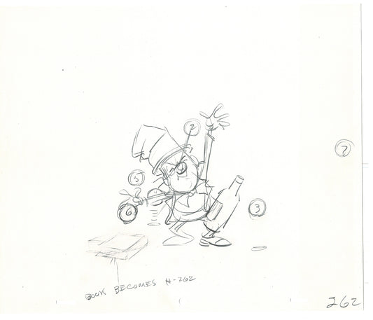 WC Fields Jay Ward Original Production Animation Cel Drawings (2) 1970's AP-011