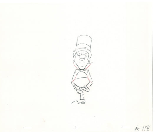 WC Fields Jay Ward Original Production Animation Cel Drawings (2) 1970's AP-015