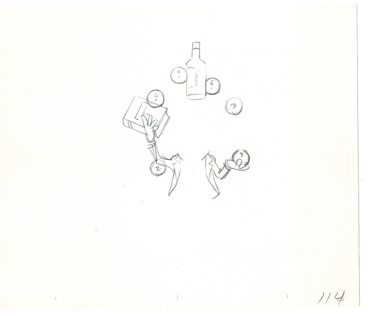 WC Fields Jay Ward Original Production Animation Cel Drawings (2) 1970's AP-021