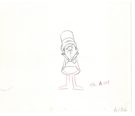 WC Fields Jay Ward Original Production Animation Cel Drawings (2) 1970's AP-023