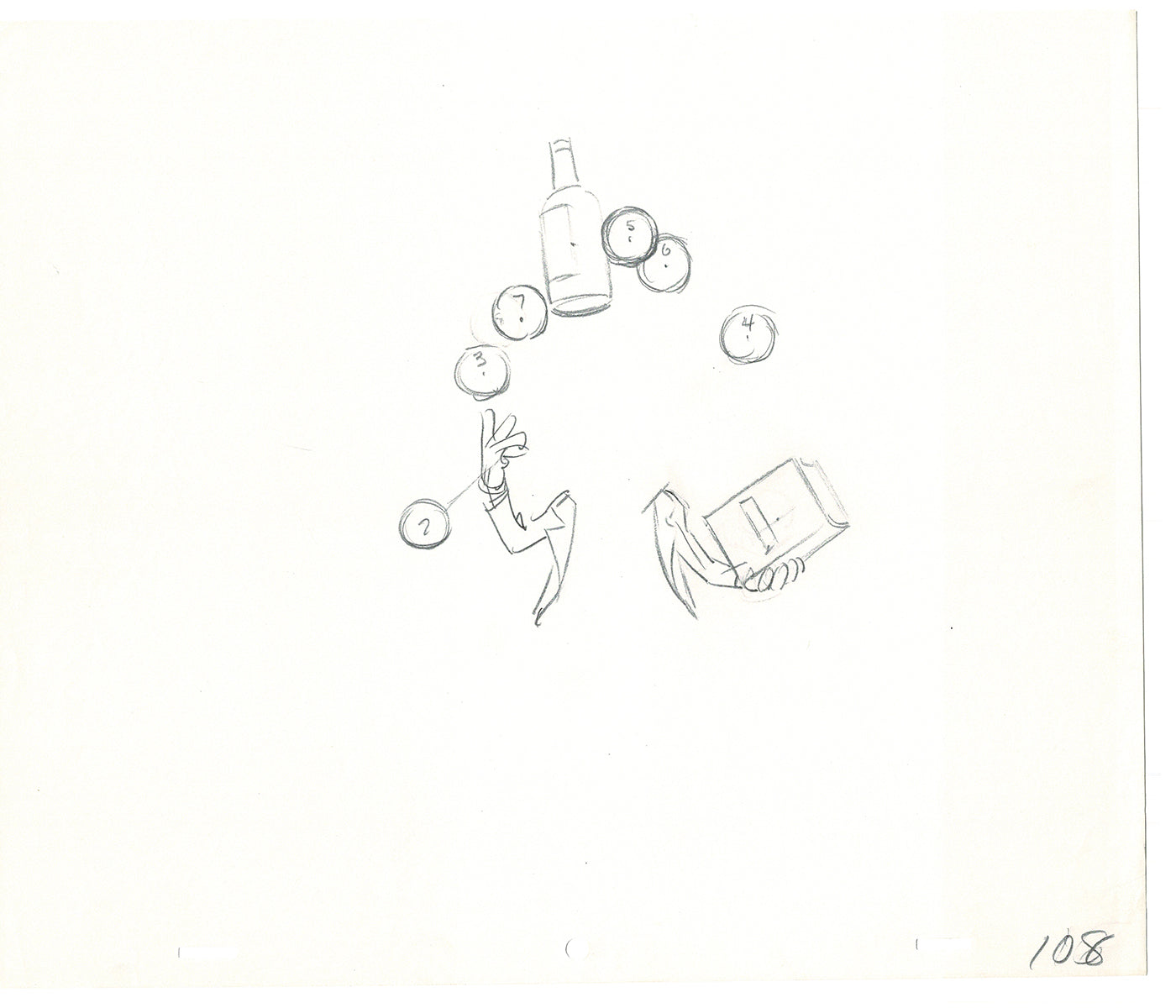 WC Fields Jay Ward Original Production Animation Cel Drawings (2) 1970's AP-027