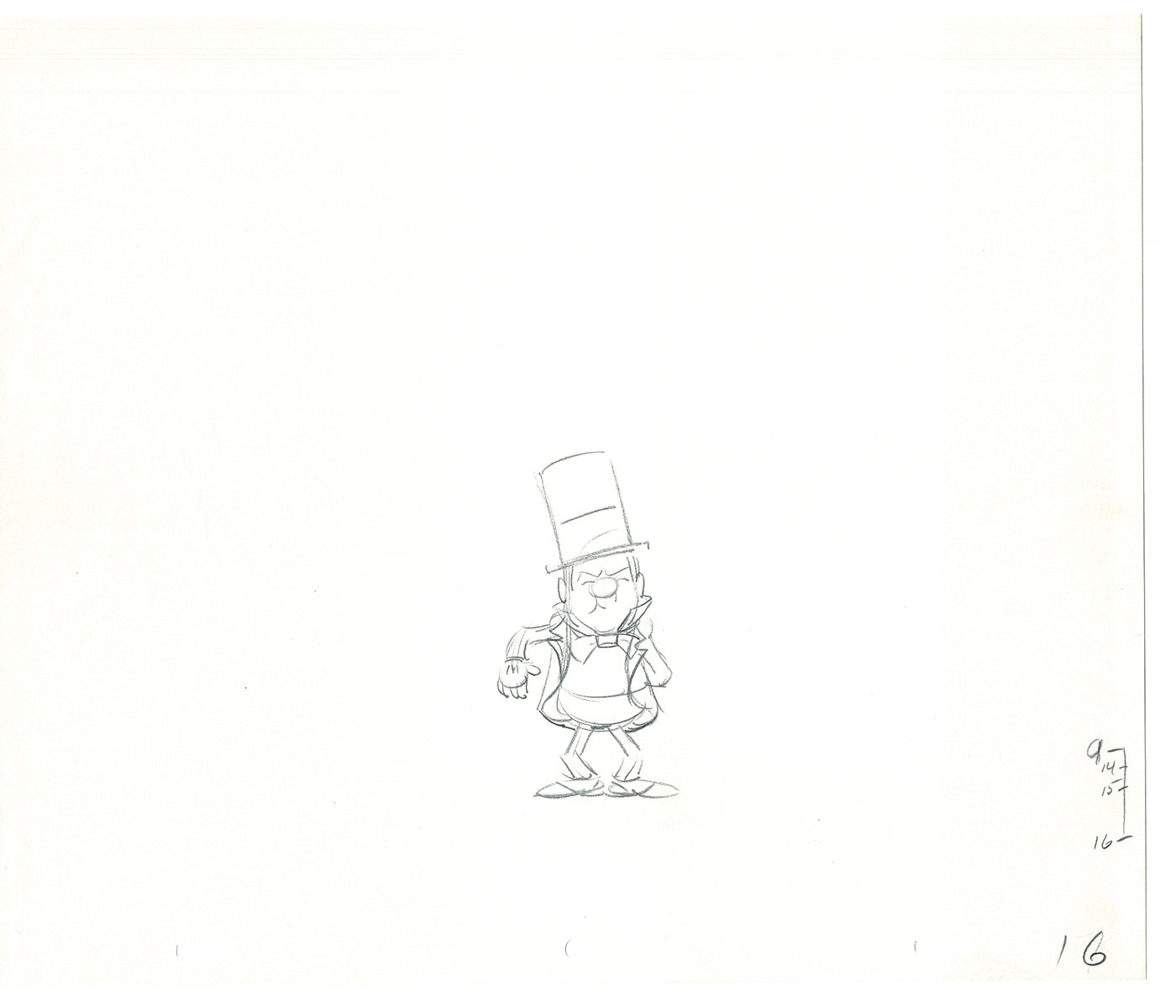 WC Fields Jay Ward Original Production Animation Cel Drawing 1970's AS-005