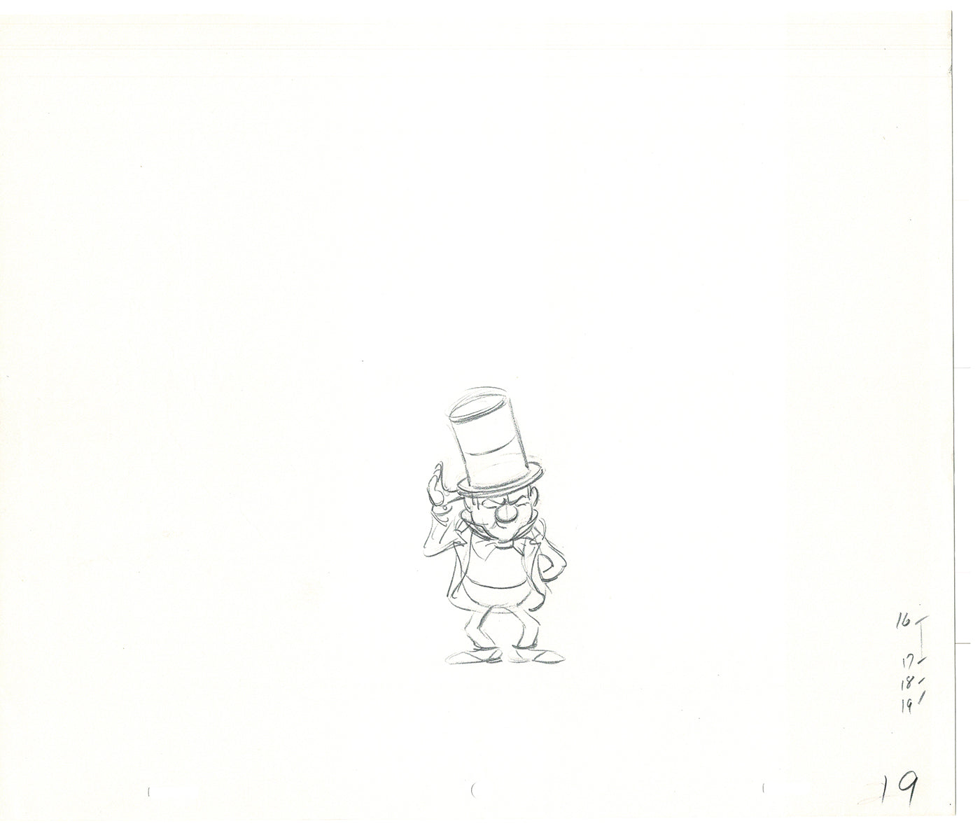 WC Fields Jay Ward Original Production Animation Cel Drawing 1970's AS-006