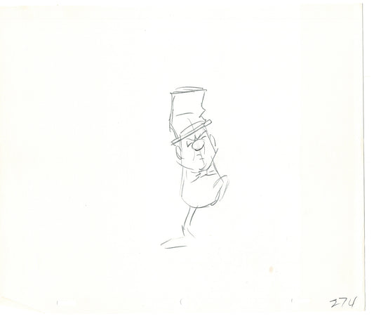 WC Fields Jay Ward Original Production Animation Cel Drawing 1970's AS-012