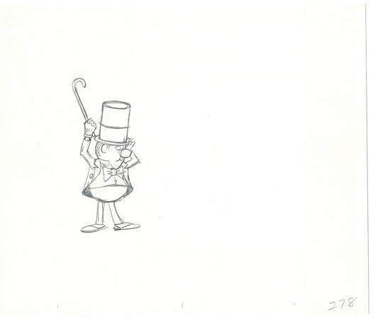 WC Fields Jay Ward Original Production Animation Cel Drawing 1970's AS-016