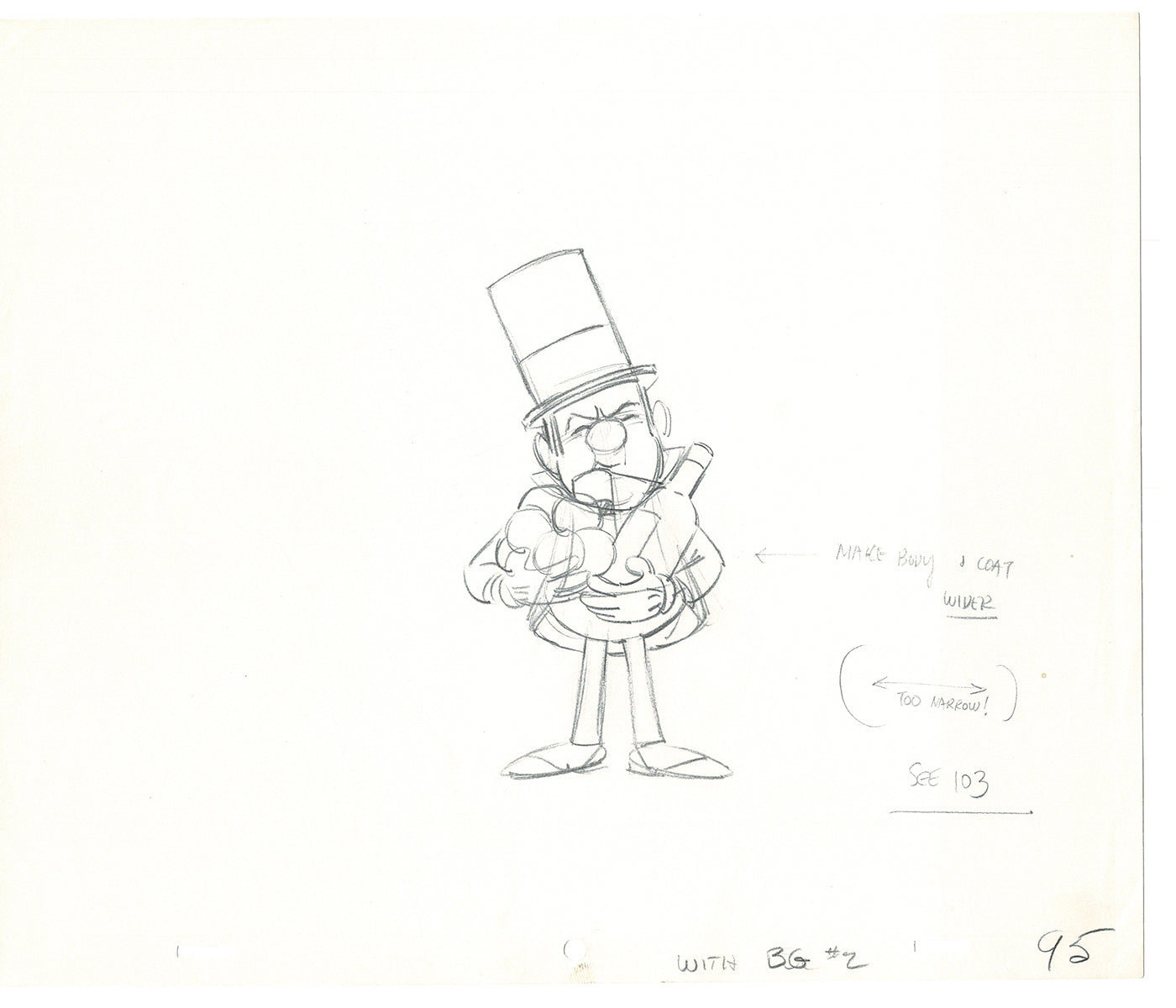 WC Fields Jay Ward Original Production Animation Cel Drawing 1970's AS-017