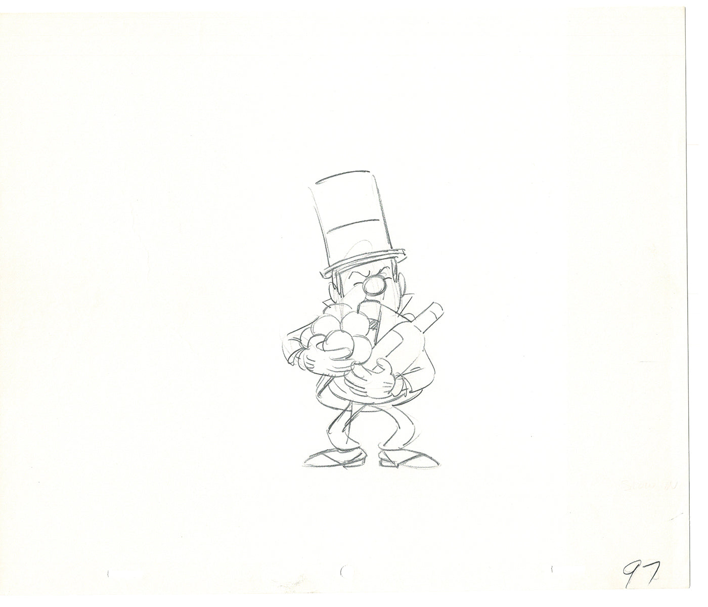 WC Fields Jay Ward Original Production Animation Cel Drawing 1970's AS-018