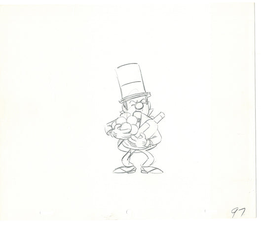 WC Fields Jay Ward Original Production Animation Cel Drawing 1970's AS-018
