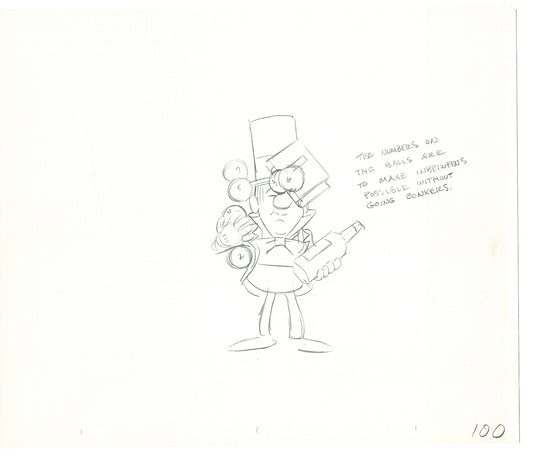 WC Fields Jay Ward Original Production Animation Cel Drawing 1970's AS-020