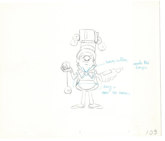 WC Fields Jay Ward Original Production Animation Cel Drawing 1970's AS-022