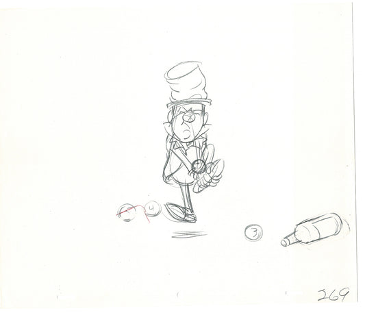 WC Fields Jay Ward Original Production Animation Cel Drawing 1970's AS-023