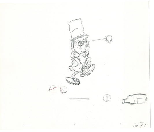 WC Fields Jay Ward Original Production Animation Cel Drawing 1970's AS-024