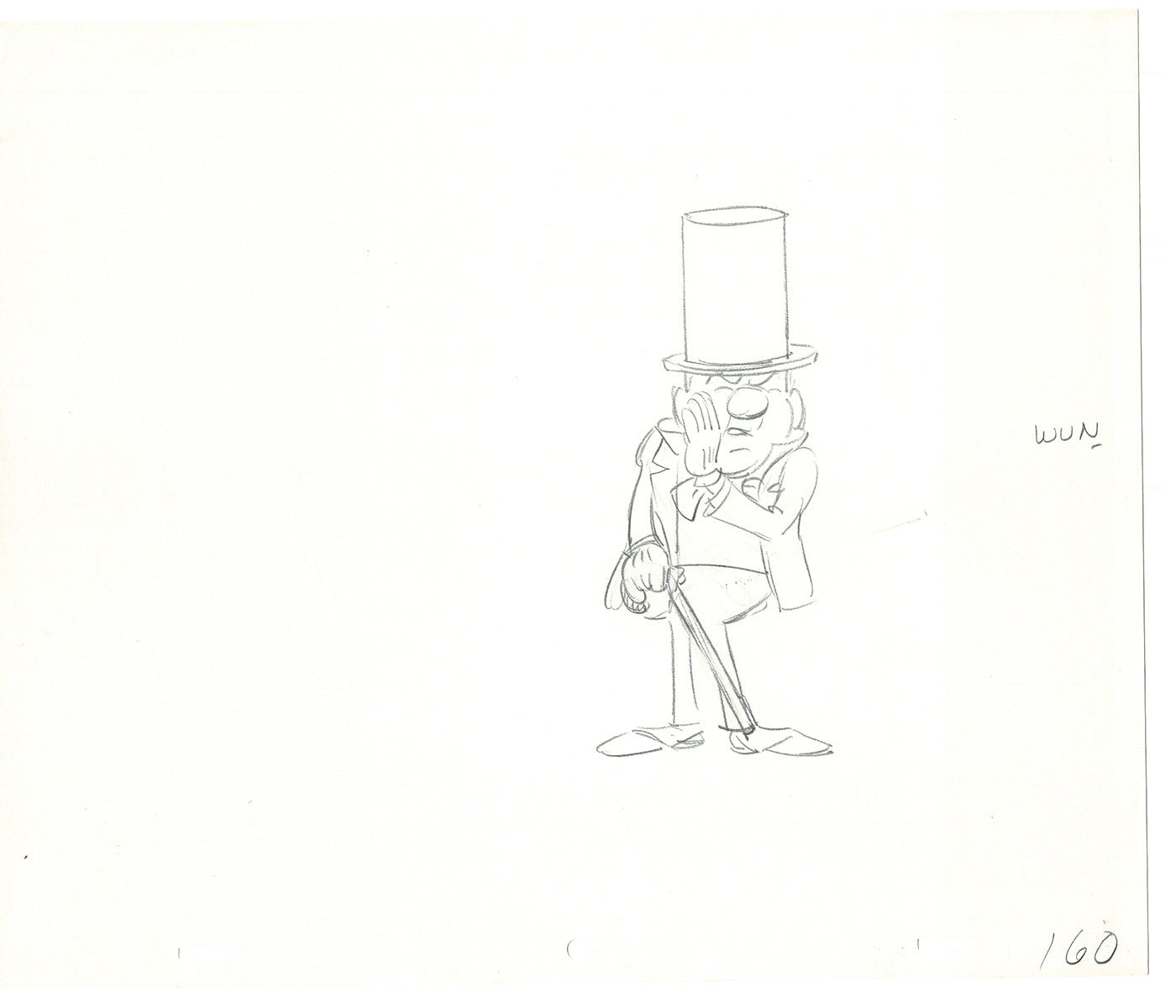 WC Fields Jay Ward Original Production Animation Cel Drawing 1970's AS-026