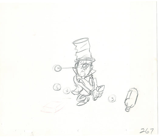 WC Fields Jay Ward Original Production Animation Cel Drawing 1970's AS-030