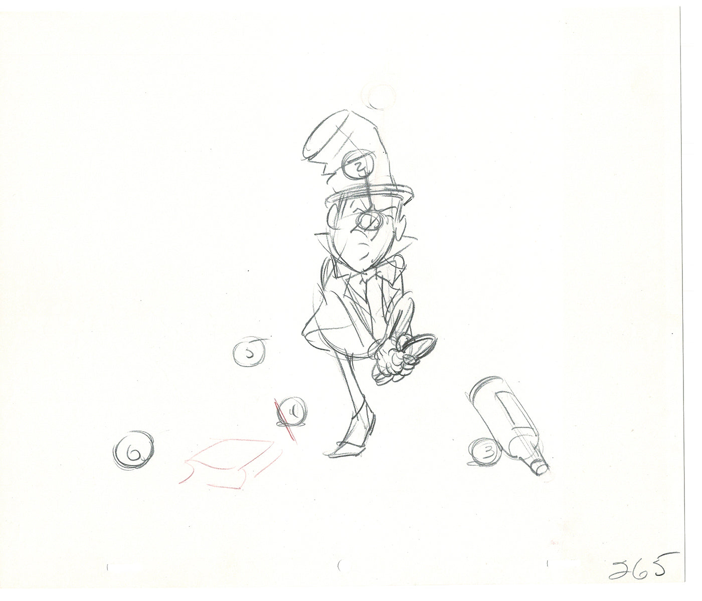WC Fields Jay Ward Original Production Animation Cel Drawing 1970's AS-031
