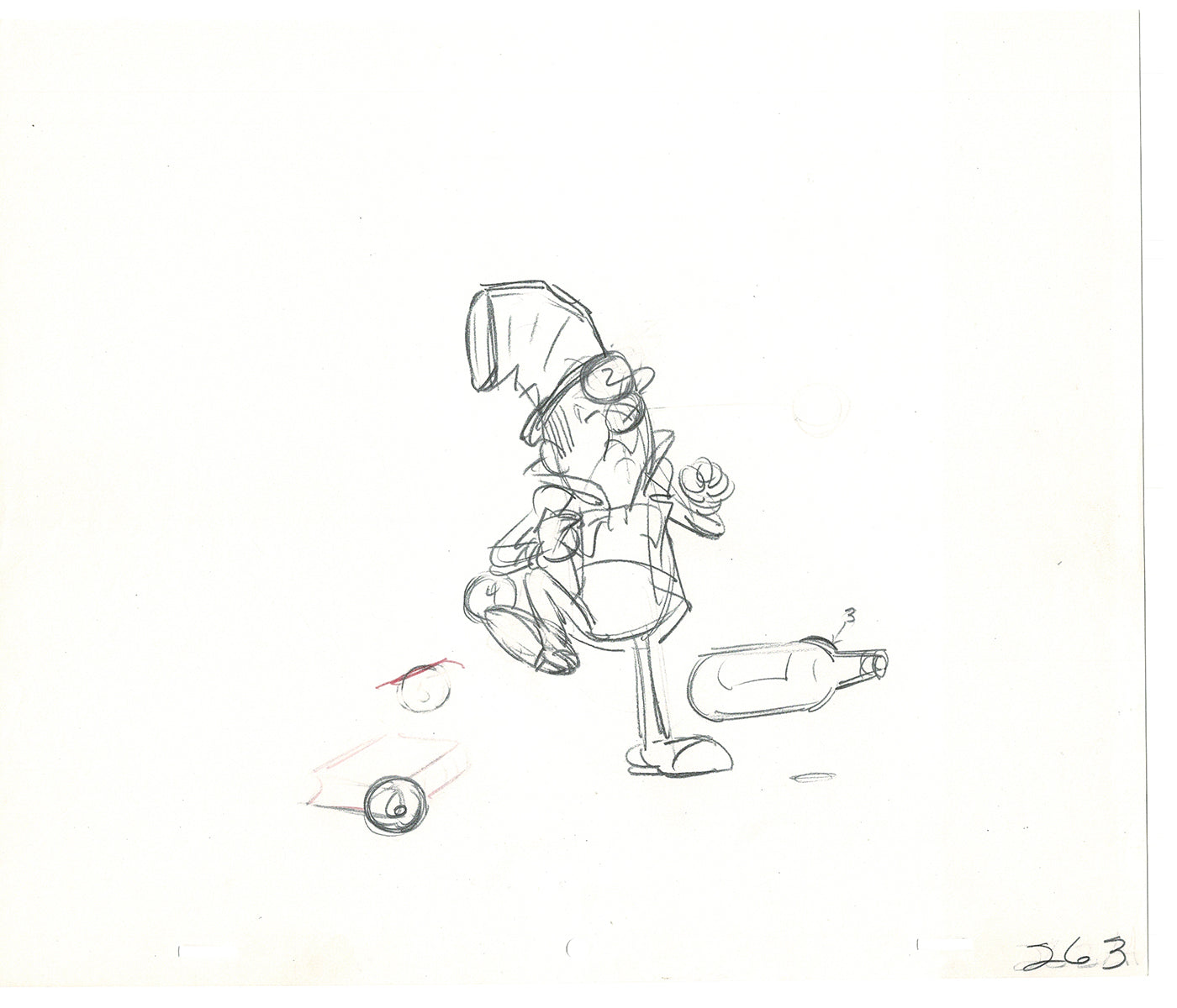 WC Fields Jay Ward Original Production Animation Cel Drawing 1970's AS-033