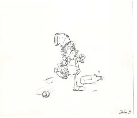 WC Fields Jay Ward Original Production Animation Cel Drawing 1970's AS-033