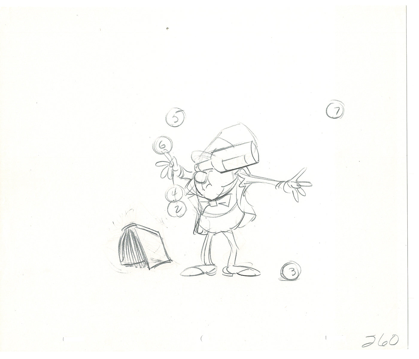 WC Fields Jay Ward Original Production Animation Cel Drawing 1970's AS-036