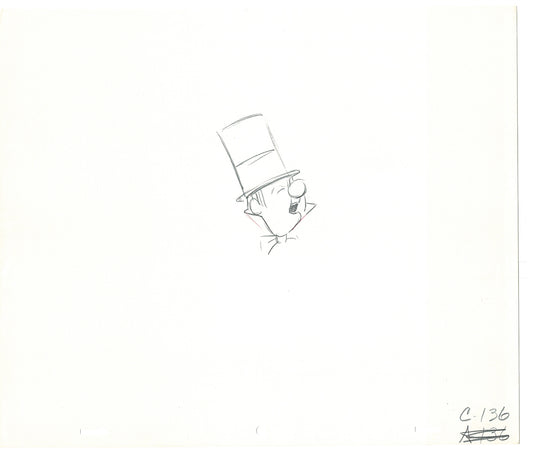 WC Fields Jay Ward Original Production Animation Cel Drawing 1970's AS-045