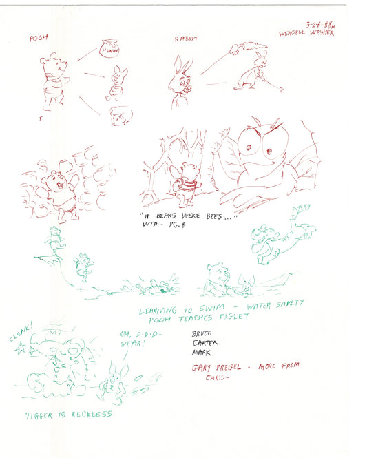 Winnie the Pooh Disney TV 1988 Production Drawing Animator's Estate Z005