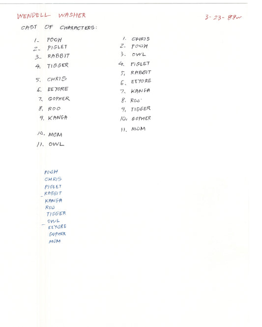 Winnie the Pooh Disney TV 1988 Production Drawing Animator's Estate Z006