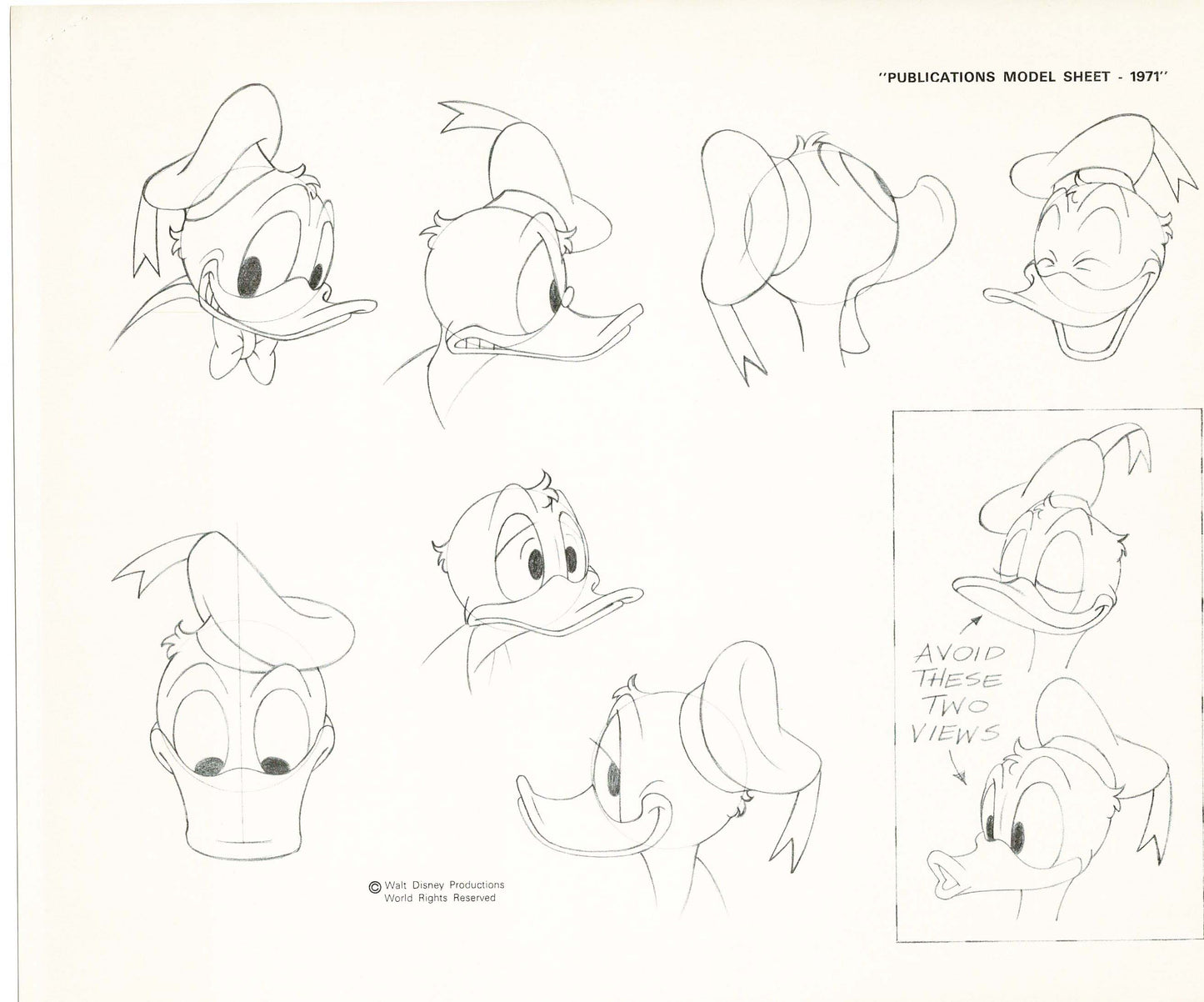 Walt Disney Donald Duck Print Publications Model Sheet 1971 Animators Estate 002