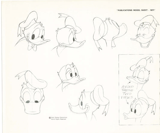 Walt Disney Donald Duck Print Publications Model Sheet 1971 Animators Estate 002