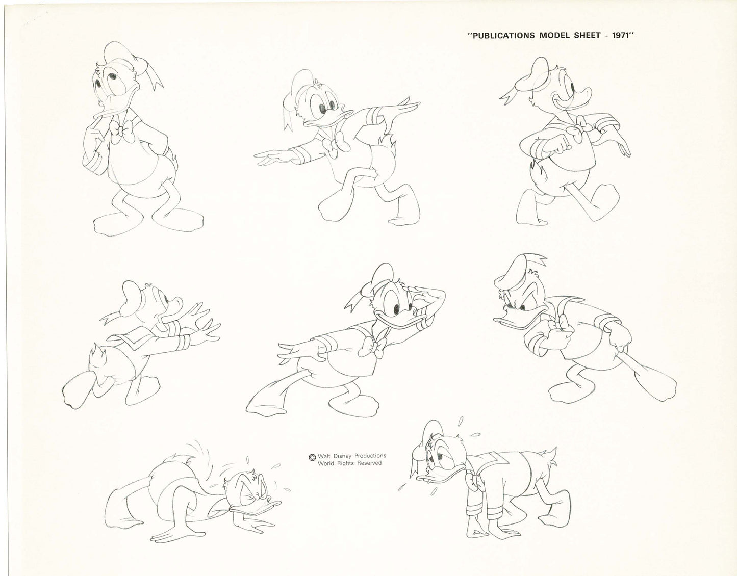 Walt Disney Donald Duck Print Publications Model Sheet 1971 Animators Estate 003