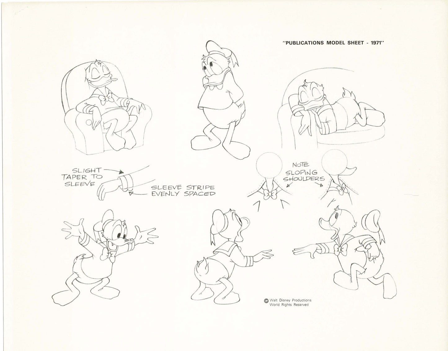 Walt Disney Donald Duck Print Publications Model Sheet 1971 Animators Estate 004