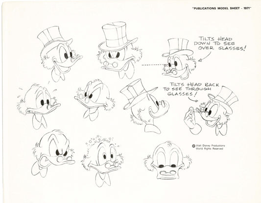 Walt Disney Scrooge McDuck Print Publications Model Sheet 1971 Animators Estate 006