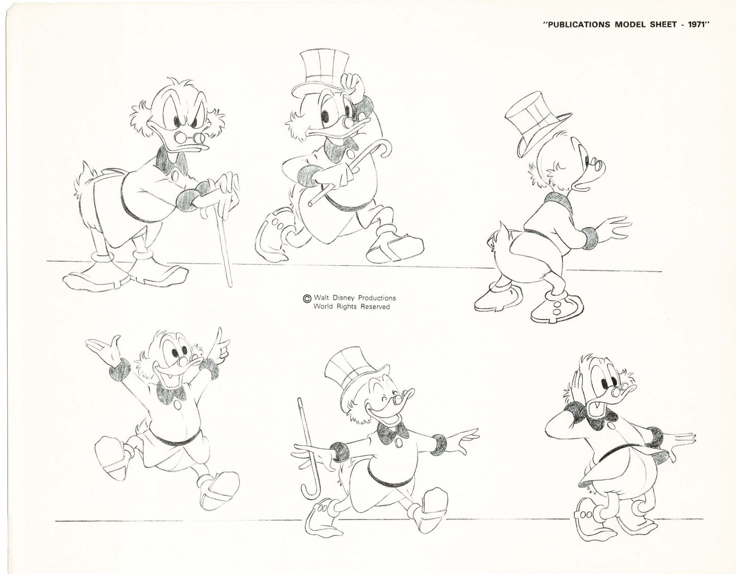 Walt Disney Scrooge McDuck Print Publications Model Sheet 1971 Animators Estate 007