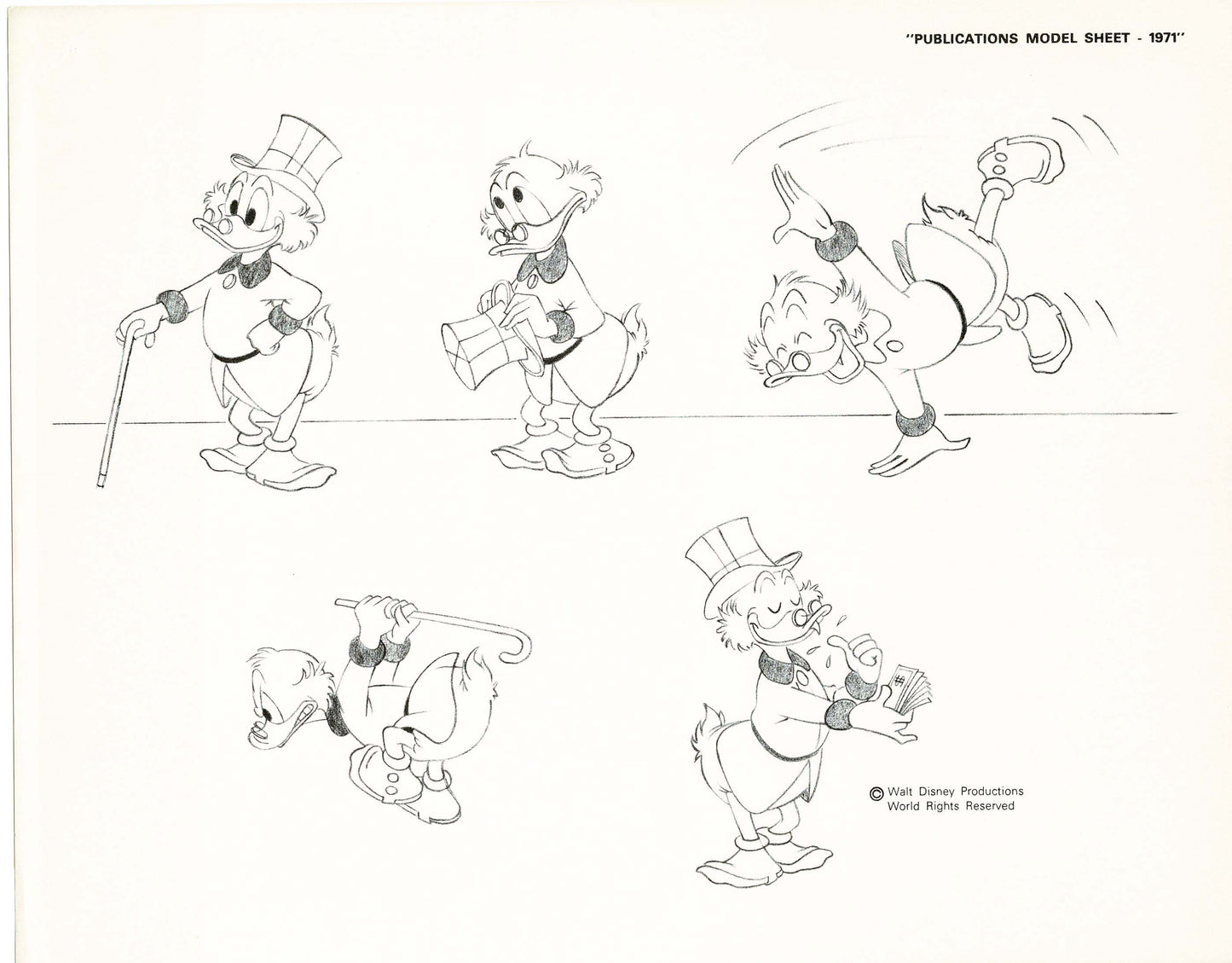 Walt Disney Scrooge McDuck Print Publications Model Sheet 1971 Animators Estate 008