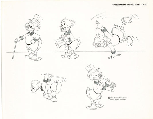 Walt Disney Scrooge McDuck Print Publications Model Sheet 1971 Animators Estate 008