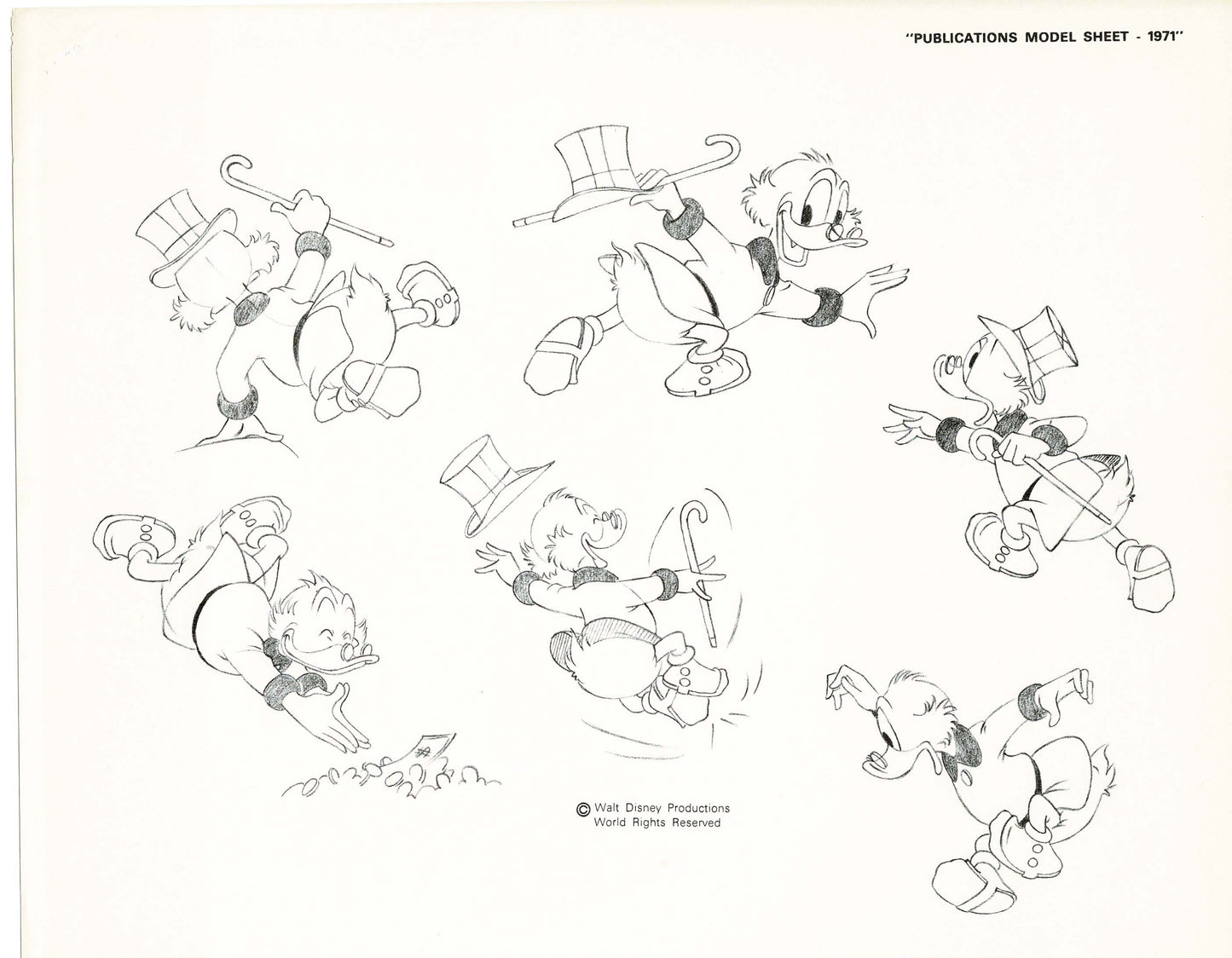 Walt Disney Scrooge McDuck Print Publications Model Sheet 1971 Animators Estate 009